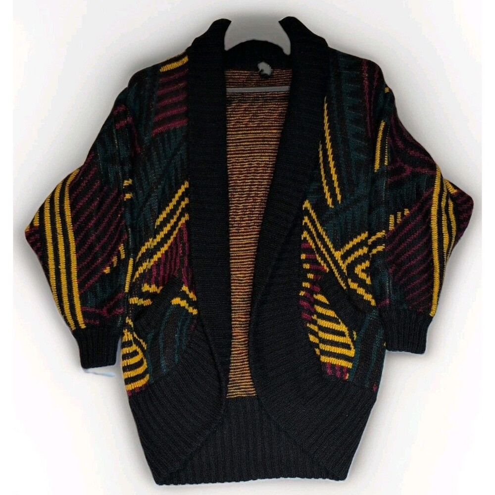Vtg Pascali Womens M Cardigan Oversized Sweater Mohair Blend Fuzzy